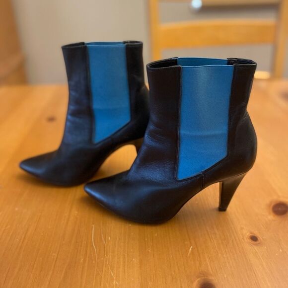 TOP SHOP black leather ankle boots. Size 37 - Picture 1 of 10